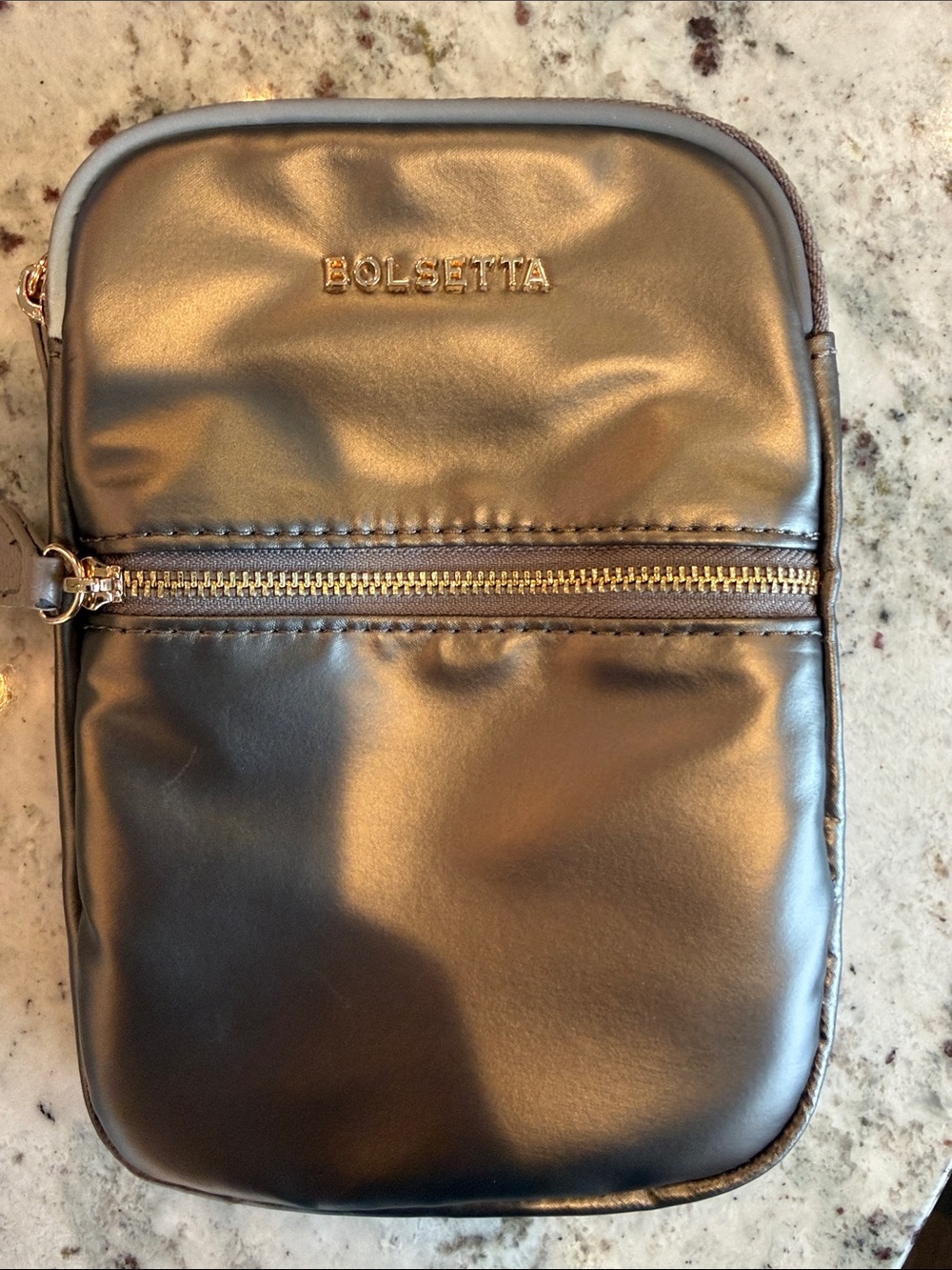 NWOT - Bolsetta RFID Metallic Bronze Hands Free Belt Bag
